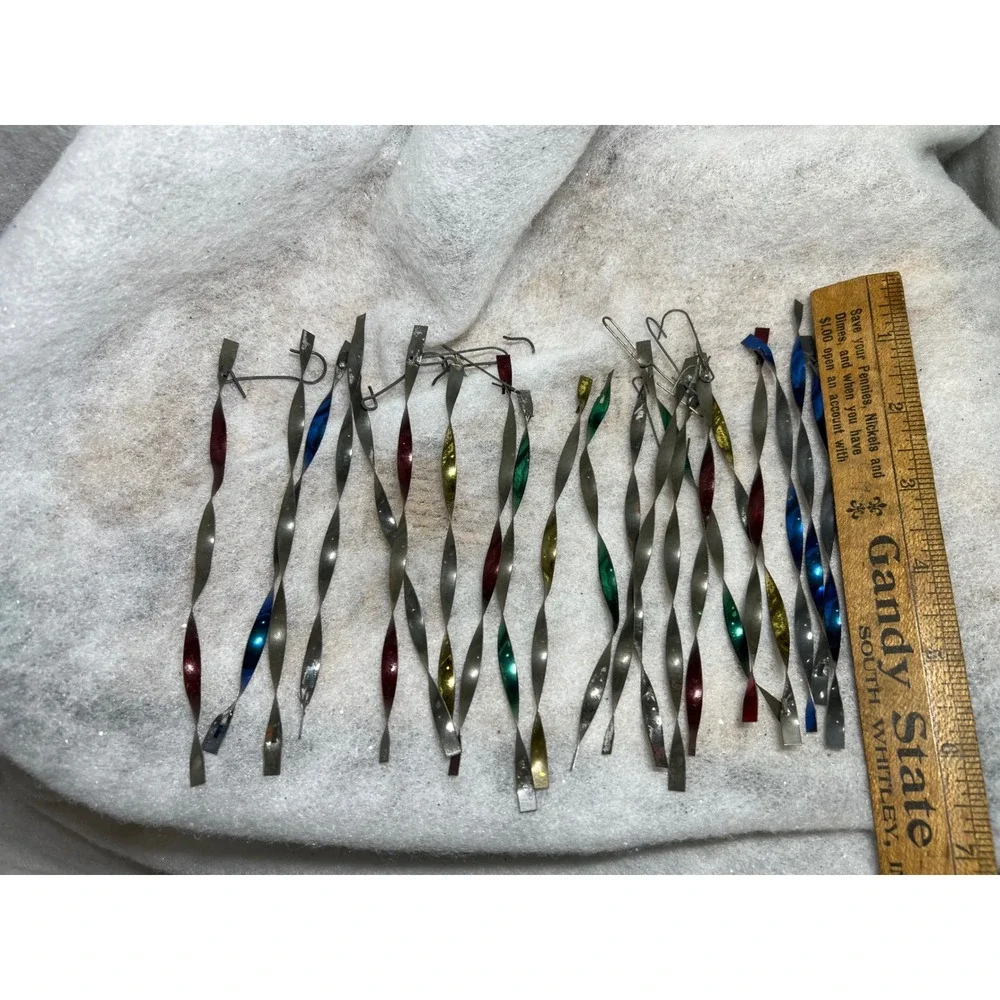 VTG Tinsel Twirler Ornaments Set of 21 Metallic Spiral Christmas Tree Decoration